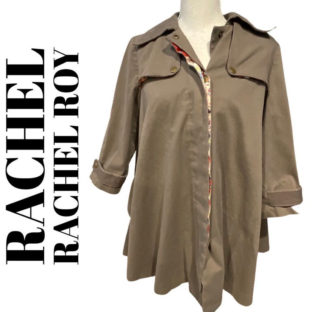 RACHEL RACHEL ROY brown swing jacket w/ button snap closure